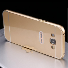 Луксозен алуминиев бъмпър с твърд гръб за Samsung Galaxy A8 A800F златист